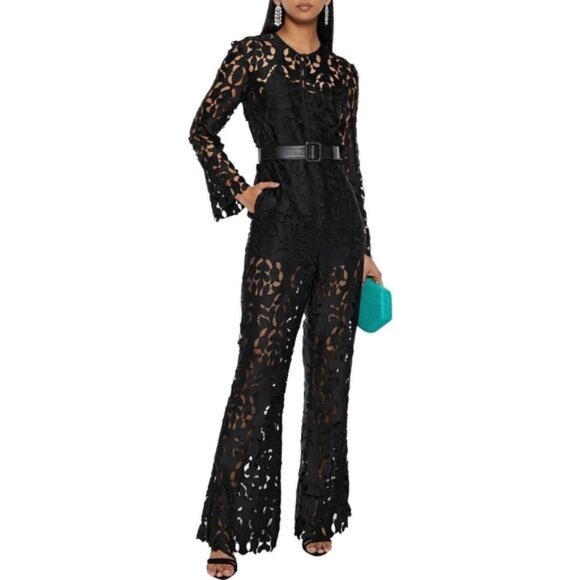 Self-Portrait Pants - 💘 Self Portrait Women's Guipure Lace Jumpsuit Black Size 6